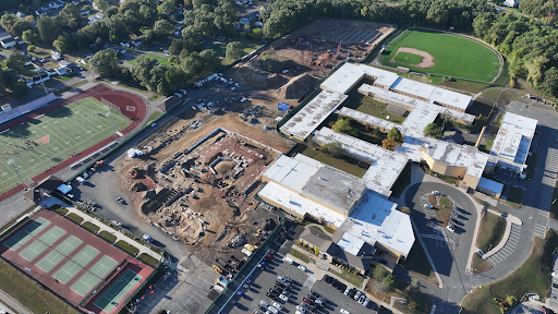 overhead view of new school construction