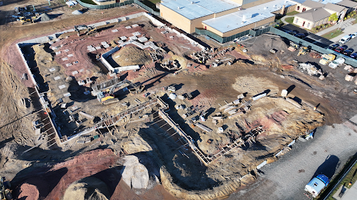 overhead view of new school construction