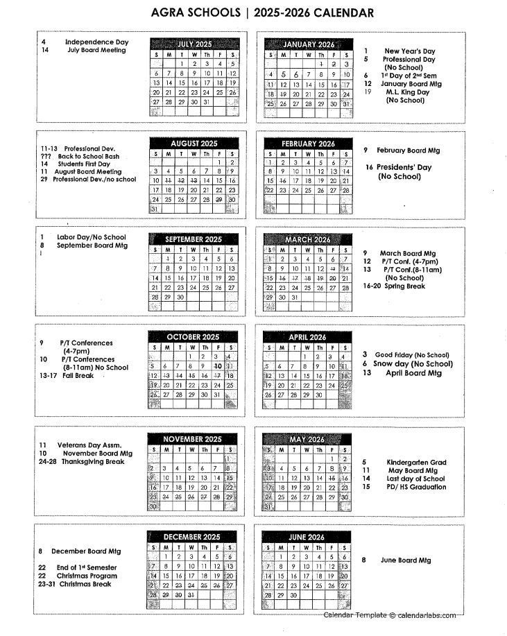 updated School Calendar