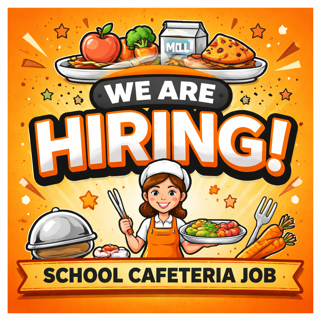 We are hiring in the school cafeteria graphic
