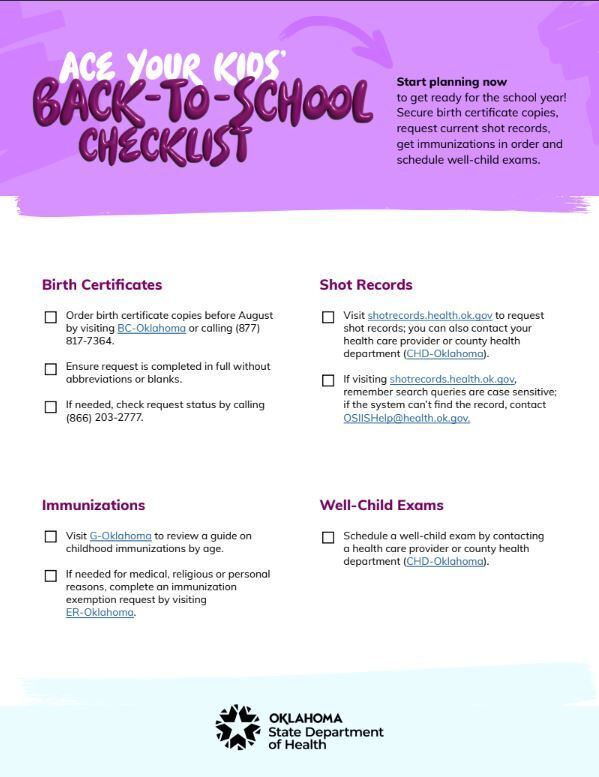 Bacl to school checklist