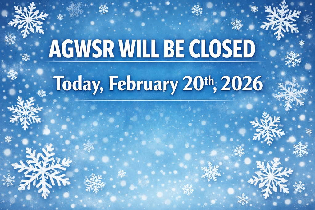 AGWSR will be closed today, February 20th, 2026.