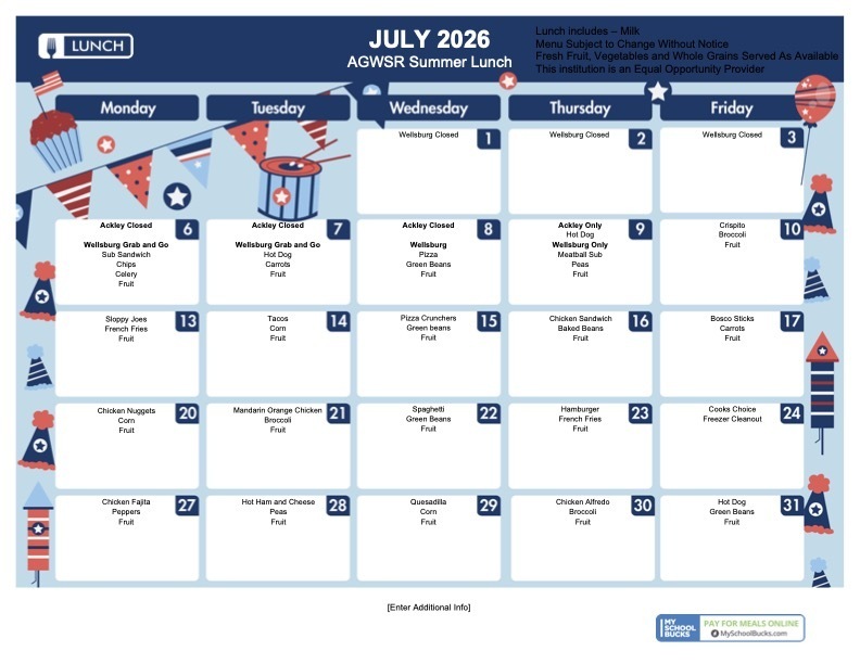 July Summer Menu