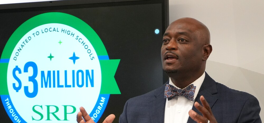 Dr. Corey Murphy speaks at SRP Federal Credit Union's $3 Million donation recognition.