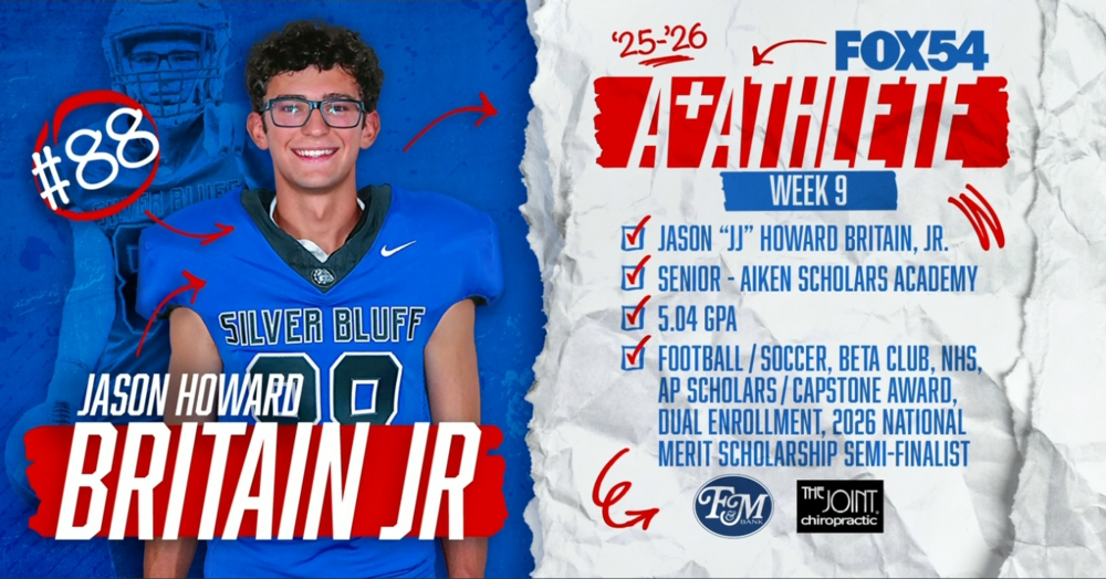 Jason Howard Britain, JR FOX 54 Athlete of Week 9.
