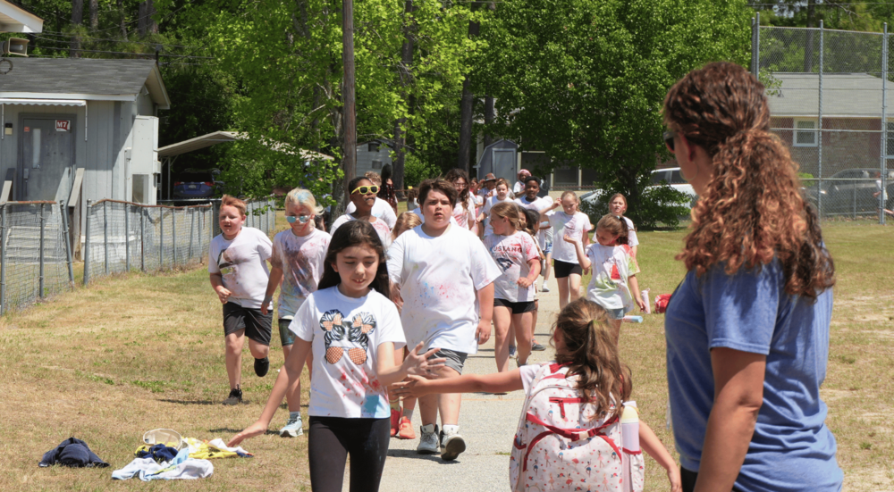 Wagener-Salley students participate in Month of the Military child Walk-a-Thon.