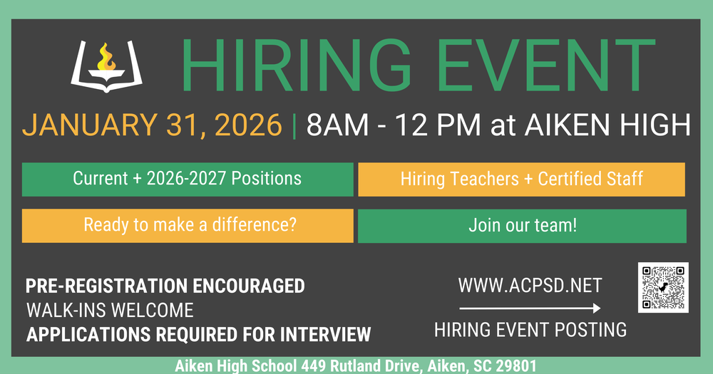 Hiring Event Flyer 1.31.2026 Aiken County Public Schools.
