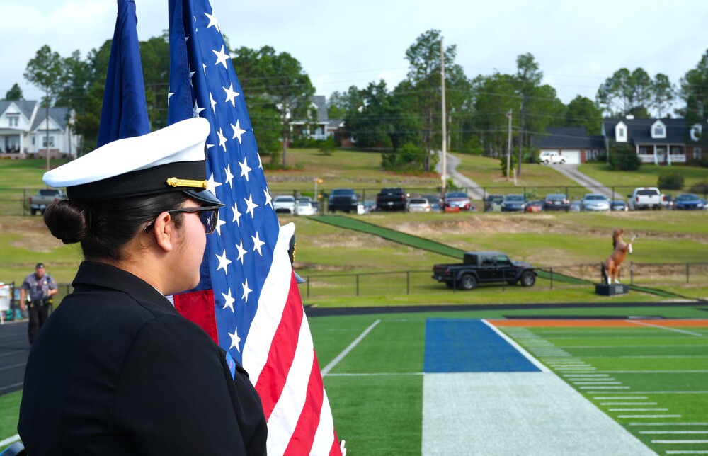 NJROTC students at Midland Valley hold the colors.