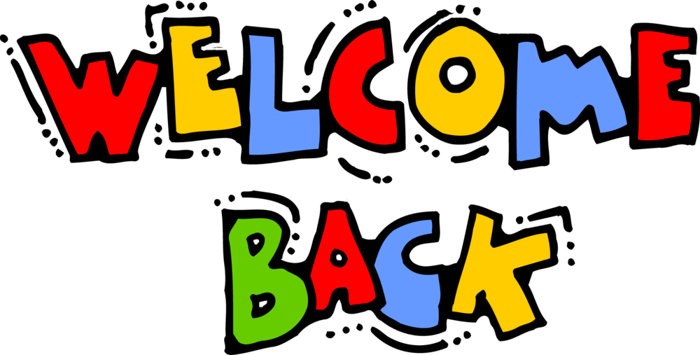 Colorful "welcome back" letters.