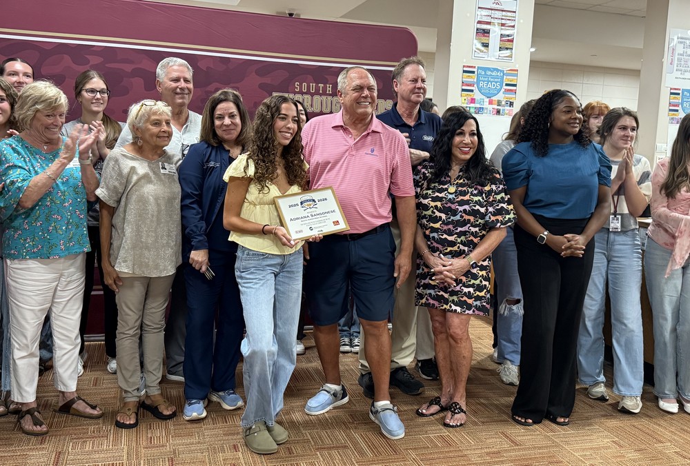 SAHS student Adriana Sansonese receives WJBF's Scholar Athlete Award.