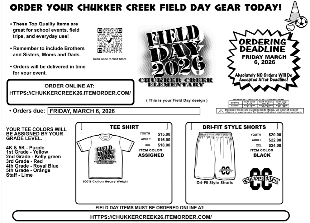 Field Day tee shirt order form information link in article