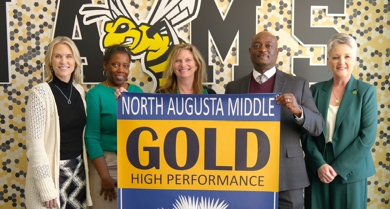 North Augusta Middle suprised with Palmetto Gold Award.
