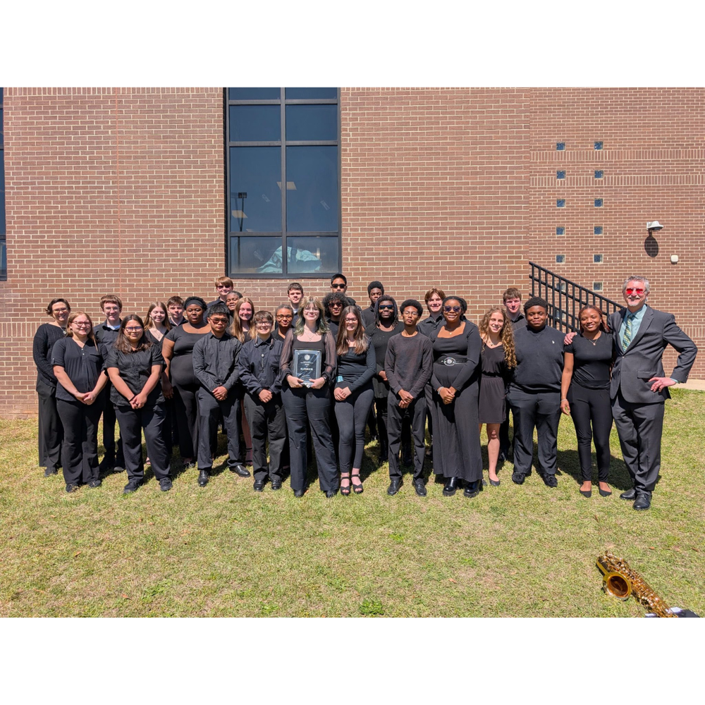 Band students and instructor