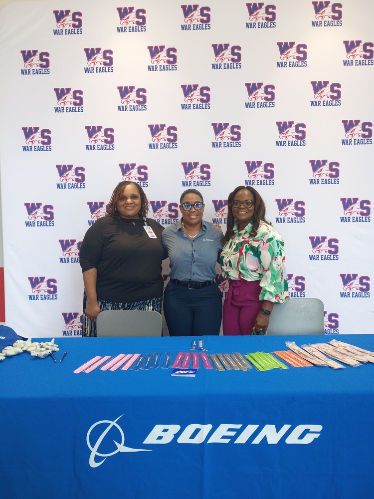 Boeing Visitor Catherine Gates with WSHS Counselors