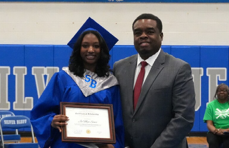 The Department of Student Services awarded a scholarship to a Silver Bluff student.