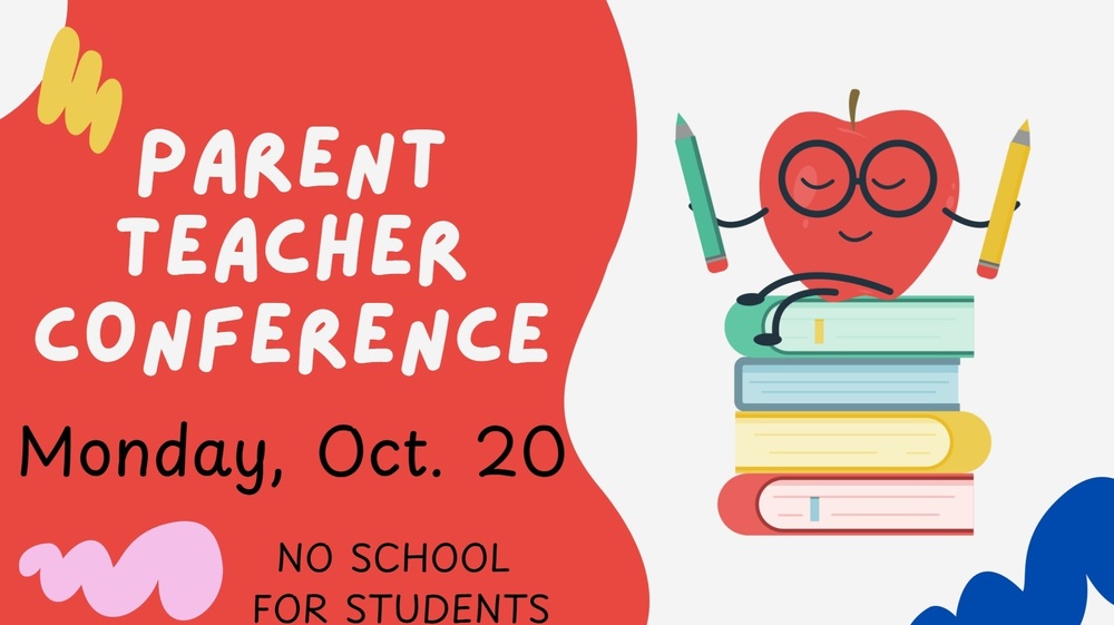 apple sitting on books with parent teacher info