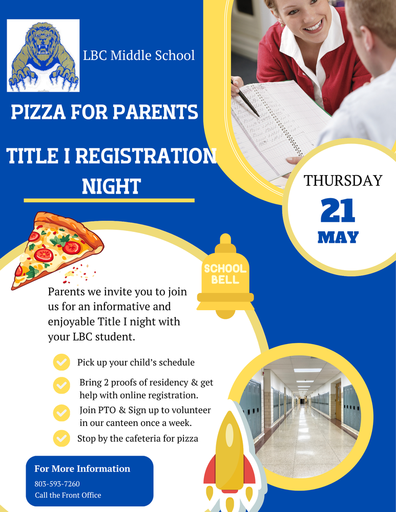 Title I  Pizza for Parents Registration Night