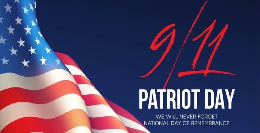 American flag, 9/11 Patriot Day We will never forget. National Day of Remembrance.