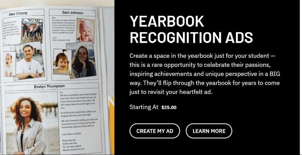 5th Grade Yearbook Ad info