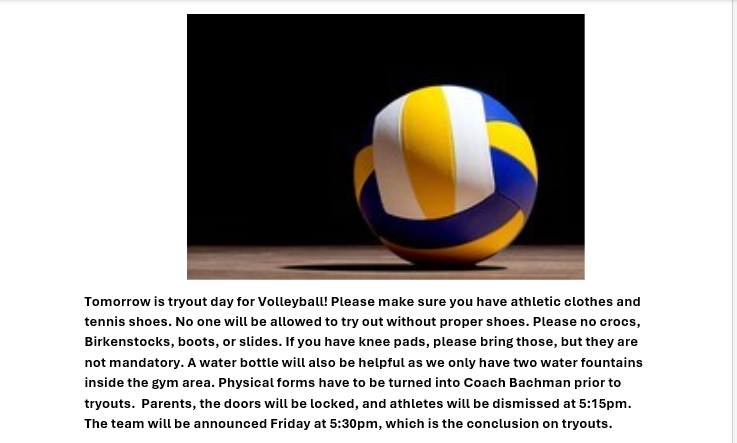 Volleyball Tryouts