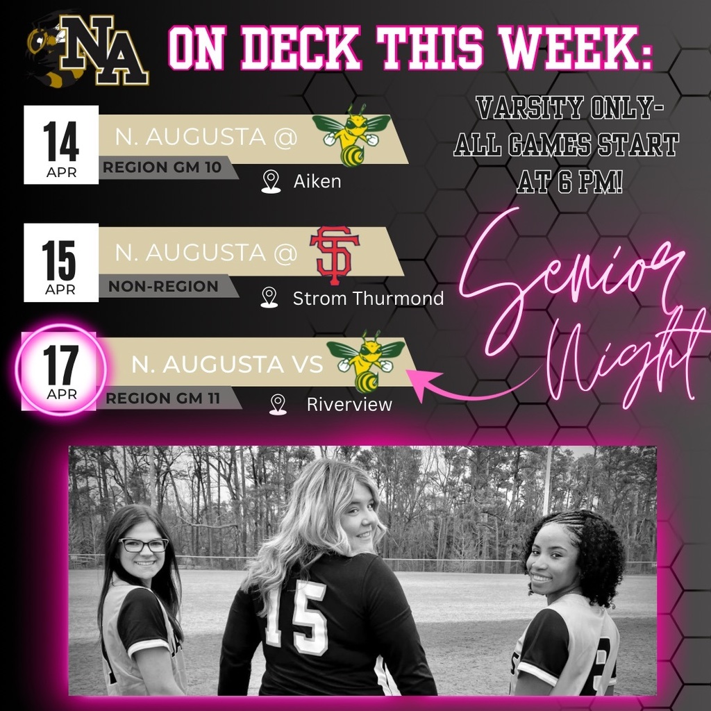 Senior Night Flyer with 3 girl softball players.