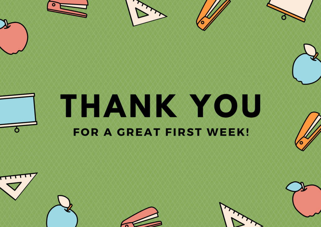 Thank you for a great first week with green back ground and apples, staplers, screens, and protractors.