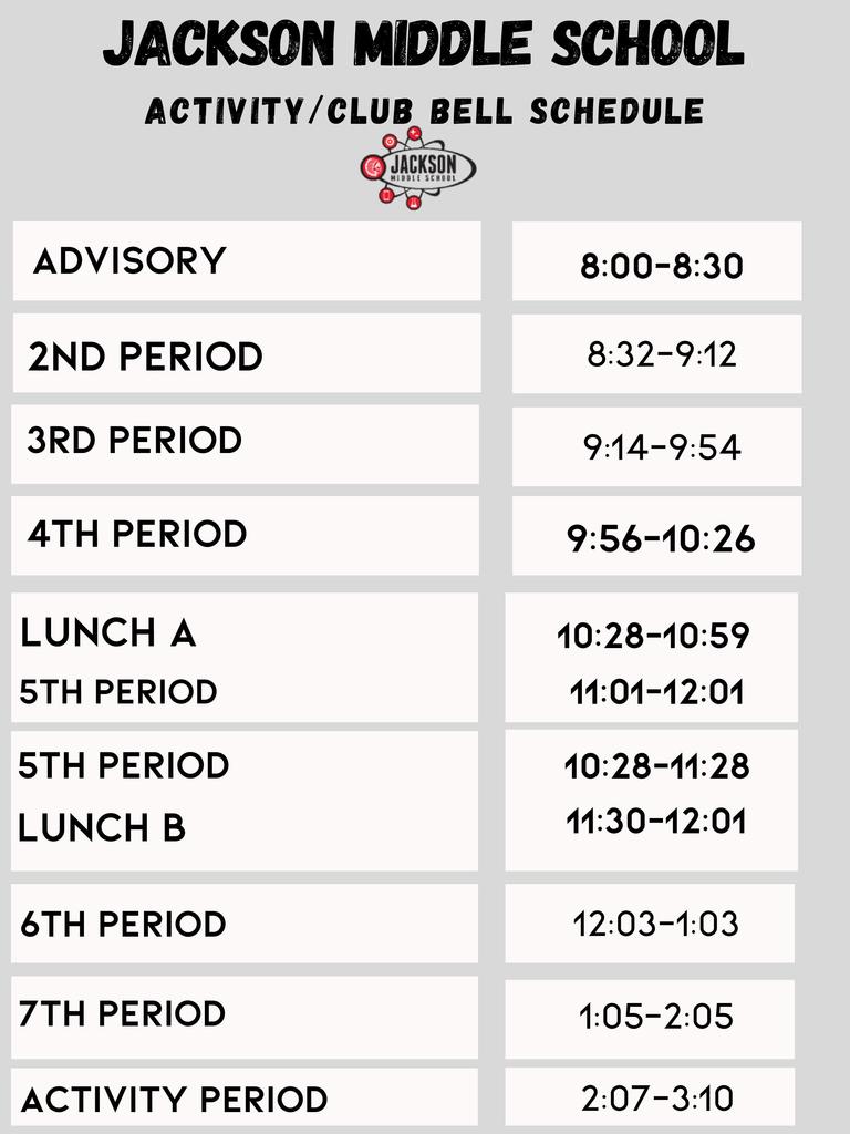 Activity and Club Schedule 2025-26