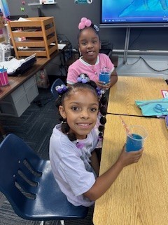 second grade students with "jitter Juice'
