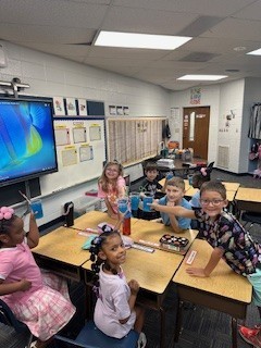 second grade students with "jitter Juice'