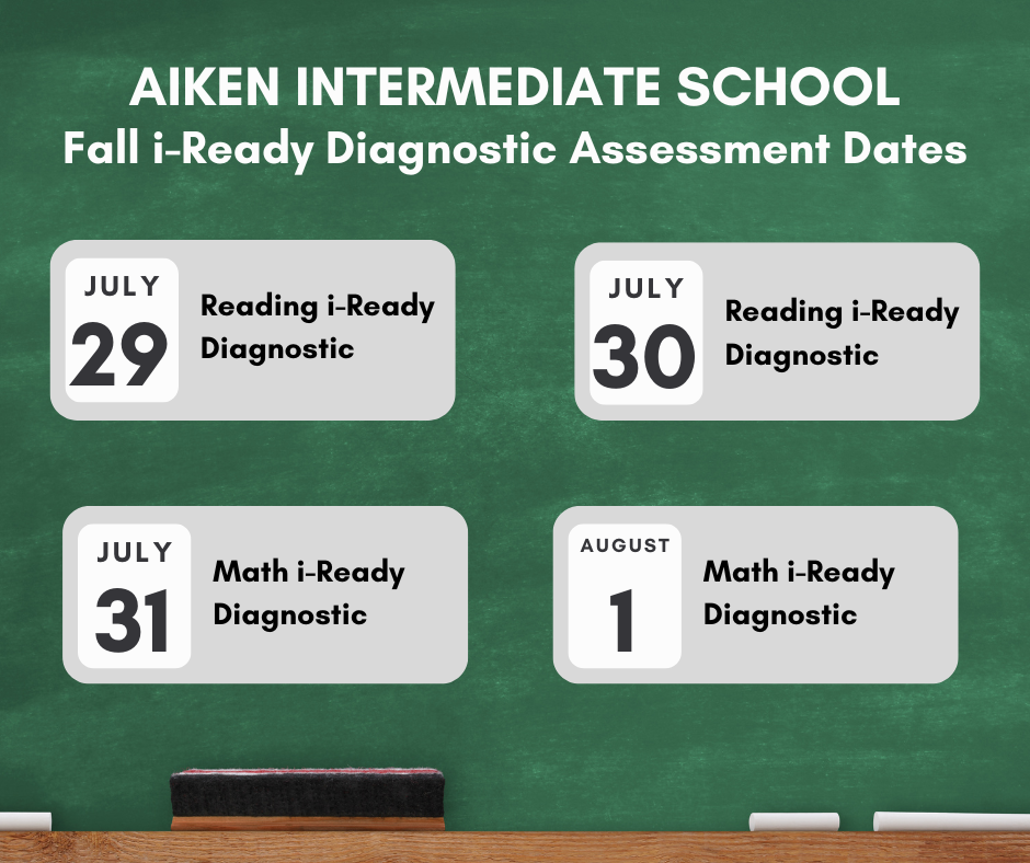 i-Ready Testing Calendar for July and August. The dates are listed in the latest events.