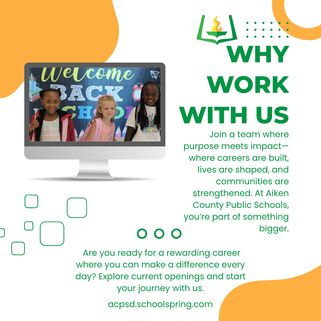 Why Work With Us. Join a team where purpose meets impact—where careers are built, lives are shaped, and communities are strengthened. At Aiken County Public Schools, you’re part of something bigger. Are you ready for a rewarding career where you can make a difference every day? Explore current openings and start your journey with us.