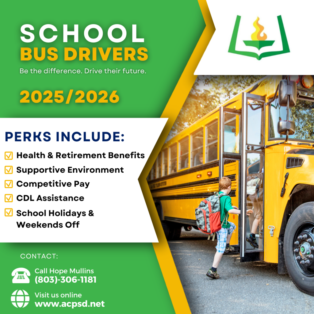 School Bus Drivers. Be the difference. Drive their future. Perks include: health and returement benefits. supportive environment. Competitive Pay. CDL assistance. School Holidays & Weekends off. Contact Hope Mullins.