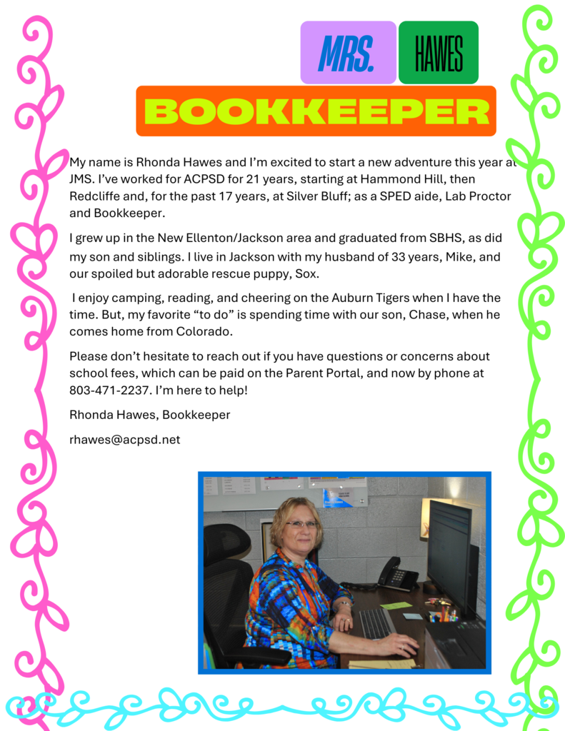 Mrs. Rhonda Hawes, new bookkeeper