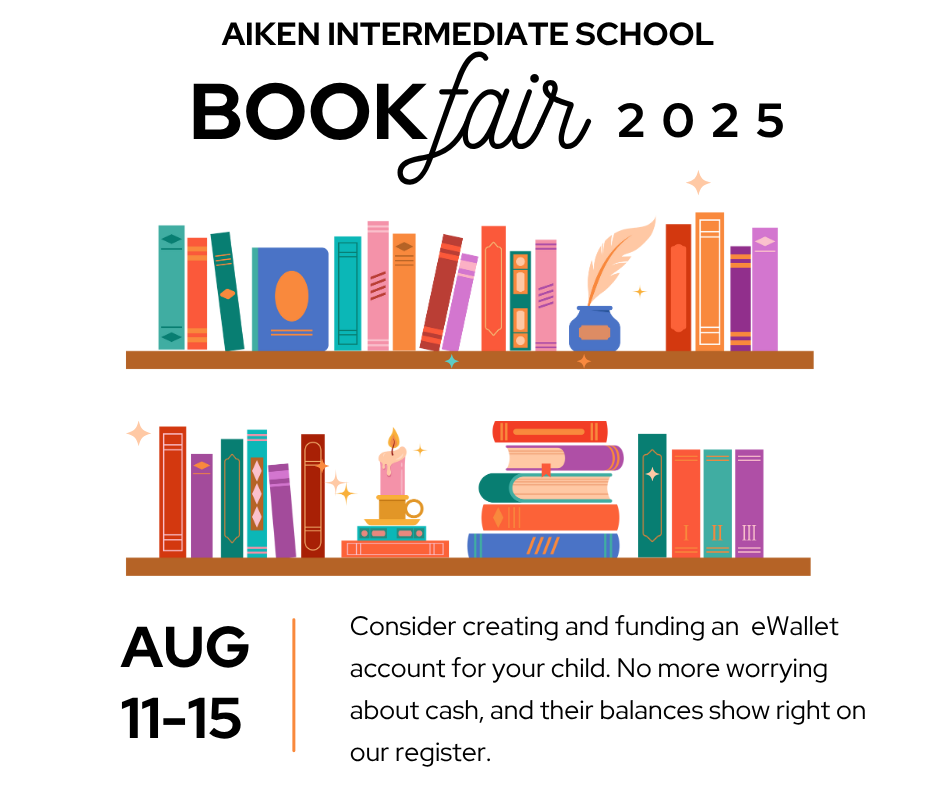 This is a book fair flyer. The book fair is August 11-15. More information can be found on our website.