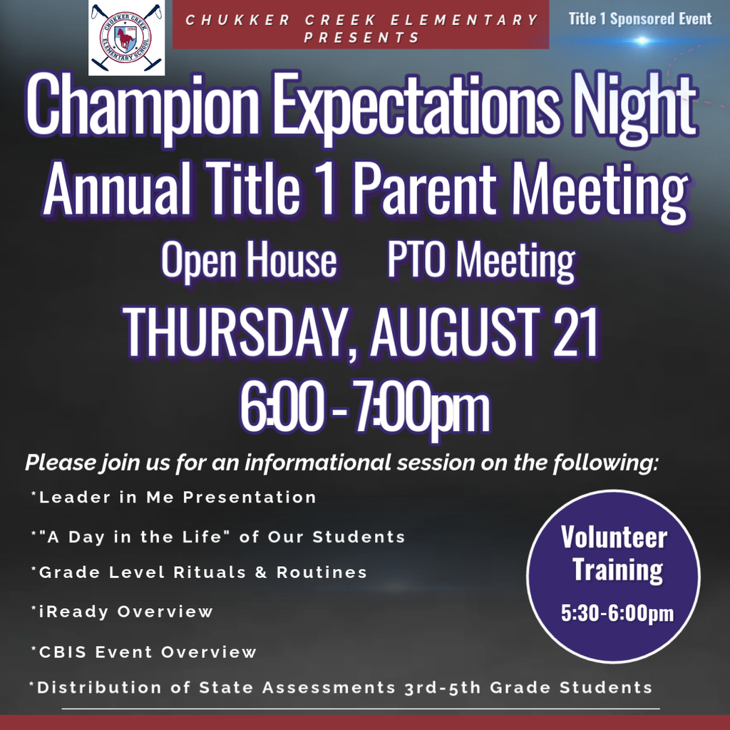 Champions Expectations Night Annual Title 1 Parent Meeting