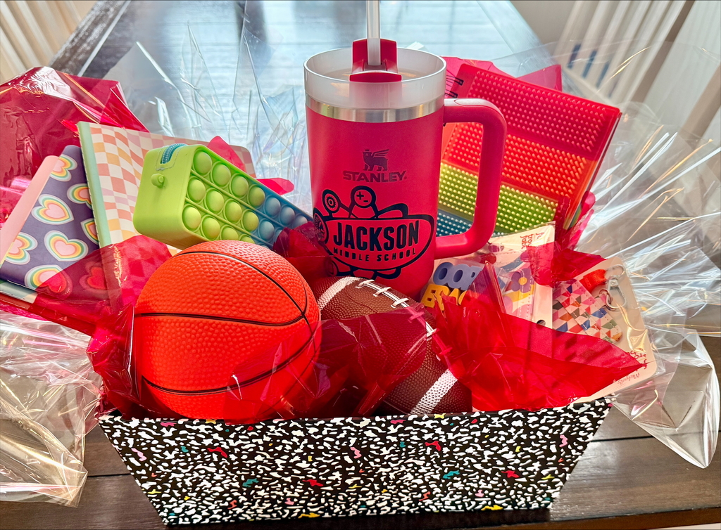 Photo of PTO Stanley basket give away