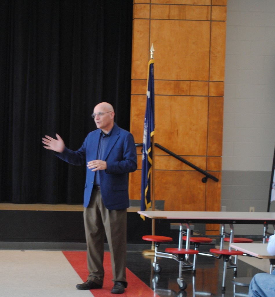 Mr. Kirk Wright, principal, speaking during Open House.