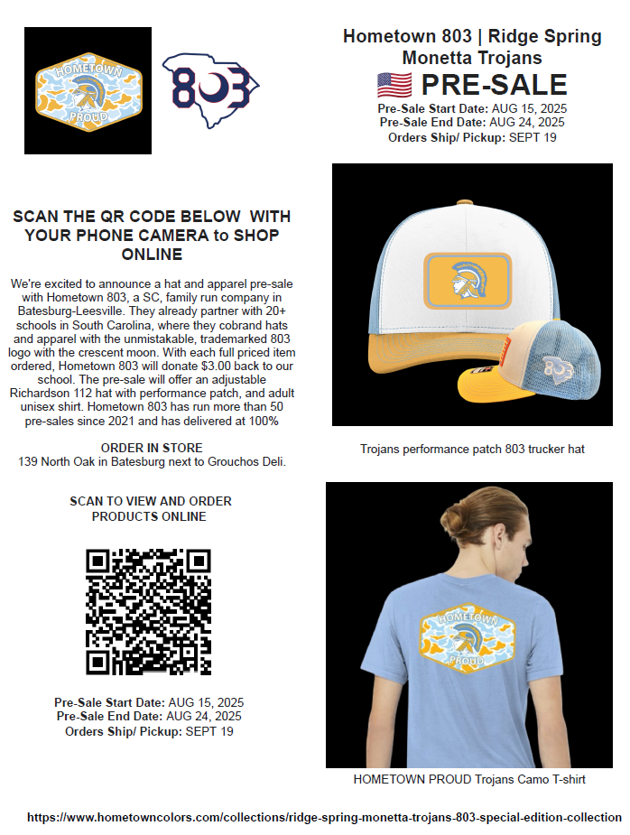Pre-Sales on Hats and Shirts