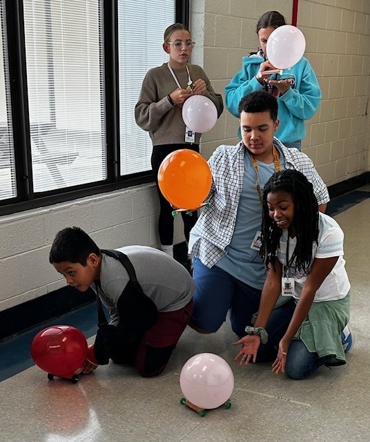 Our future engineers applied Newton's Laws of Motion by designing, building, and competing with balloon powered cars. Races started Thursday (8/14/25) and will continue Monday (8/18/25).