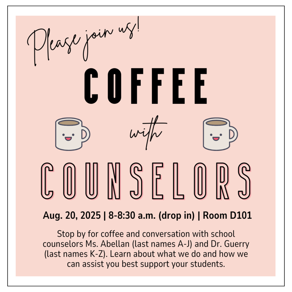 Coffee with Counselors is Aug. 20 at 8