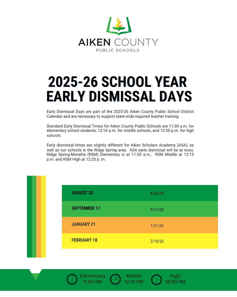 2025-26 Early Dismissal Days. 