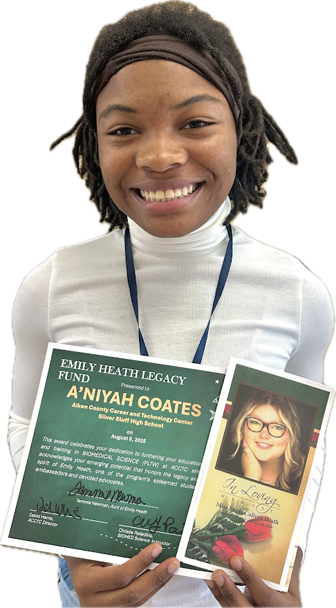 A'Niyah Coates is awarded the Emily Heath Legacy Fund at the ACCTC