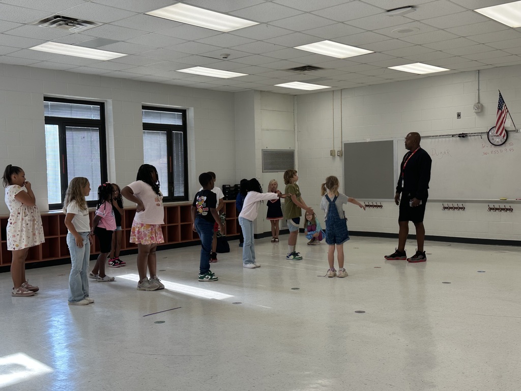 Students exercising.