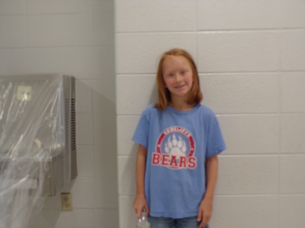 Student in team attire.