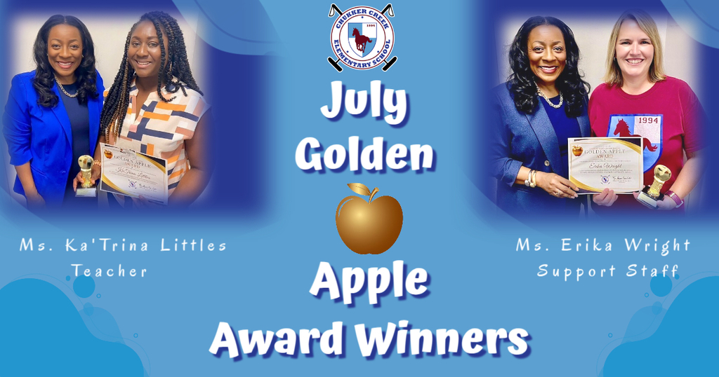 4 ladies smiling holding awards and trophies for teacher and staff member of the month