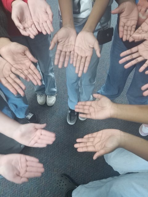 Nursing club students displaying clean hands.