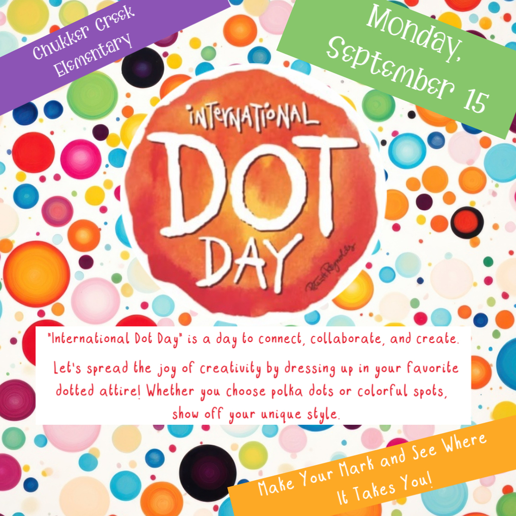 International Dot Day Flyer full of different colored dots