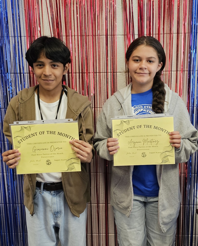 Ayana Martinez and Giovanni Osorio are the eighth grade Students of the Month for August. The good character focus was perseverance. Congratulations and good job!