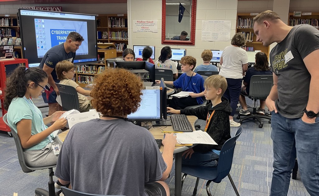 Our 2025-26 Cyber Patriots team got off to a great start on their first practice Friday, September 5. Many thanks to IT professionals John Menter, Amy Storey, and Chris Martinez for their assistance with our team practice. Only the few, the proud, the Cyber Patriots practice on Friday afternoon!