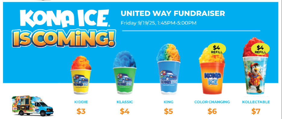 Kona Ice is coming United Way Fundraiser